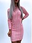 cheap Autumn dress-Women&#039;s Sheath Dress Short Mini Dress Blushing Pink Gray Long Sleeve Solid Color Patchwork Jacquard Fall Winter Round Neck Casual Slim 2021 S M L XL