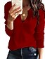 cheap Women&#039;s Sweaters-Women&#039;s Pullover Sweater Solid Color Knitted Casual Sexy Long Sleeve Sweater Cardigans Fall Winter V Neck Wine Red Gray White / Holiday / Regular Fit