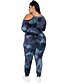 baratos Plus Size Overalls für Damen-Mulheres Tintura Tie Dye Roupa Diária Conjunto de duas peças Camiseta Calça Estampado Blusas