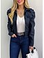 cheap Furs &amp; Leathers-Women&#039;s Faux Leather Jacket Fall &amp; Winter Holiday Short Coat Regular Fit Active Jacket Long Sleeve Solid Colored Wine Army Green Camel