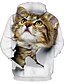 preiswerte Hoodies-Herren Katze Grafik 3D Pullover Hoodie Sweatshirt Vordertasche 3D-Druck Täglich 3D-Druck Kapuzenpullover Sweatshirts Gelb