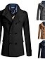 baratos Best Sellers-casaco masculino de inverno trench coat duplo trançado ervilha com gola entalhada sobretudo de negócios (preto, médio)