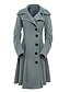 cheap Plus Size Outerwear-Women&#039;s Coat Trench Coat Sport Valentine&#039;s Day Fall Winter Long Coat Shirt Collar Slim Basic St. Patrick&#039;s Day Jacket Long Sleeve Solid Colored Black Wine Red