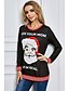 cheap T-Shirts-Women&#039;s T shirt Graphic Prints Long Sleeve Print Round Neck Tops Christmas Basic Top Black Blue