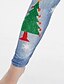 baratos Pants-Mulheres Básico Exterior Natal Diário Calças Calças Padrão 3D Comprimento total Azul Roxo Verde Cinzento