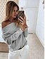 cheap Sweaters-Women&#039;s Stylish Knitted Solid Color Pullover Long Sleeve Sweater Cardigans Off Shoulder Fall Winter White Purple Gray