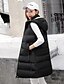 baratos Casacos de Pena e Parkas Femininos-colete acolchoado feminino com capuz e comprimento médio, jaqueta de inverno sem mangas (preta, grande)
