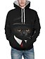 abordables Hoodies-Hombre Gato Gráfico 3D Sudadera Con Capucha Bolsillo delantero Impresión 3D Diario Estampado 3D Sudaderas con capucha Sudaderas Negro