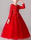 cheap Girls&#039; Dresses-Red Mesh Floral Maxi Dress for Girls