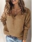 cheap Sweaters-Women&#039;s Basic Knitted Solid Color Plain Pullover Long Sleeve Sweater Cardigans V Neck Fall White Blue Gray