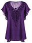cheap Plus Size Tops-Women&#039;s Blouse Shirt Plain Embroidered V Neck Streetwear Tops Black Purple Red