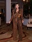 cheap Jumpsuits &amp; Rompers-women v collar high elastic gold and silver wire long sleeves jumpsuits