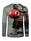 abordables Tank Tops-Hombre Camiseta Gráfico 3D Animal Impresión 3D Escote Redondo Diario Manga Larga Estampado Tops Gris