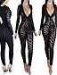 cheap Jumpsuits &amp; Rompers-women sexy sequin deep v neck long sleeve bodycon party clubwear jumpsuit romper black small