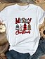 baratos T-shirts-Mulheres Natal Camiseta Gráfico Estampas Abstratas Letra Estampado Decote Redondo Blusas 100% Algodão Básico Natal Camisetas Básicas Branco Preto Roxo