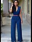cheap Women&#039;s Jumpsuits-Women&#039;s Jumpsuit Solid Color High Waist Formal V Neck Going out Sleeveless Regular Fit Light Blue Scarlet Green S M L Spring