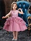 baratos Vestidos para Bebês-vestido de festa para meninas crianças vestido de festa em camadas de cor sólida malha patchwork arco azul vermelho rosa rosa na altura do joelho sem mangas vestidos básicos doces ajuste regular 2-10