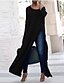 abordables Robes Maxi-Femme Robe T shirt Robe longue maxi Bleu Violet Noir Rouge Manches Longues Couleur unie Fendu Patchwork Automne Col Rond Simple Mince 2021 S M L XL XXL 3XL 4XL 5XL / Mini
