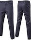 billige Pants-mænds klassiske slim fit dragtbukser flade front rynkefri stretch afslappet solid lange bukser rød