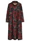 cheap Maxi Dresses-Women&#039;s Swing Dress Maxi long Dress Wine Long Sleeve Print Print Fall Round Neck Vintage Loose 2021 M L XL XXL