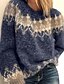 billige Sweaters-Dame Genser Helfarge Akryl Fiber Langermet Løstsittende Genser og cardigans Høst Vinter Crew-hals Grå Svart Rød