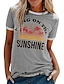 abordables T-shirts-camisetas para mujer camiseta de verano bring on the sunshine graphic tree casual top suelta manga corta gris
