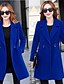 abordables Blazers Femme-Manteau Couleur unie Style moderne Simple Automne hiver Autres Longue Décontracté / Quotidien Manteau Veste Bleu