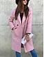 cheap Coats &amp; Trench Coats-Women&#039;s Pea Coat Fall &amp; Winter Going out Long Coat Loose Basic Jacket Long Sleeve Solid Colored Blushing Pink Khaki Black