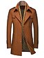 baratos Sale-Casaco mesclado masculino com corte simples e espesso casaco de inverno ervilha à prova de vento com lenço removível