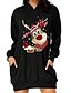 abordables Christmas Dresses-Mujer Vestido de Vaina Mini vestido corto Blanco Negro Rojo Manga Larga Estampado Estampado Otoño Con Capucha Elegante Navidad 2021 S M L XL XXL 3XL