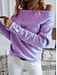 abordables Pulls-Maille Femme Tricoter Tricoté Epaules Dénudées Couleur unie à la mode manche longue Hiver Automne Violet Gris S M L / Standard