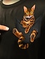 billige T-shirts-Dame Katt 3D Grafiske trykk Avslappet Daglig 3D Cat Kortermet T skjorte Rund hals Trykt mønster Grunnleggende Topper Hvit Svart S