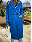 cheap Coats &amp; Trench Coats-Women&#039;s Coat Fall &amp; Winter Daily Long Coat Notch lapel collar Regular Fit Jacket Long Sleeve Solid Colored Blue Yellow Gray