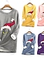 preiswerte Weihnachtsoberteile-Damen Blau Purpur Rosa Gelb Wein Rundhalsausschnitt Graphic Weihnachten Baumwolle Vlies Weihnachten Bekleidung Kapuzenpullover Sweatshirts