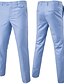 billige Pants-mænds klassiske slim fit dragtbukser flade front rynkefri stretch afslappet solid lange bukser rød