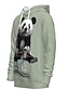 cheap New Arrivals-Hoodie &amp; Sweatshirt Family Look Graphic Optical Illusion Animal Print Gray Long Sleeve Active Matching Outfits