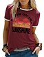 baratos T-shirts-camisetas para mulheres t-shirt de verão trazer luz do sol gráfico árvore casual top manga curta cinza