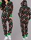 cheap Family Matching Pajamas Sets-Women&#039;s Zipper Front Blue Red Green Jumpsuit Animal Patchwork Print