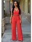 cheap Women&#039;s Jumpsuits-Women&#039;s Jumpsuit Solid Color High Waist Formal V Neck Going out Sleeveless Regular Fit Light Blue Scarlet Green S M L Spring
