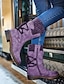 cheap Boots-Women&#039;s Boots Snow Boots Block Heel Round Toe Mid Calf Boots Vintage Sexy Classic Outdoor Office &amp; Career Cycling Shoes Walking Shoes Suede PU Lace-up Flower Plaid Winter Purple Blue Gray