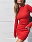 abordables Vestidos de Nochevieja-Mujer Vestido de Vaina Mini vestido corto Caqui Negro Rojo Manga Larga Color sólido Espalda al Aire Verano Escote Redondo Sensual Fiesta Delgado 2021 S M L
