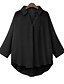 cheap Plus Size Tops-Women&#039;s Plus Size Blouse Shirt Plain Long Sleeve Shirt Collar Streetwear Tops White Black Blue