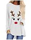 cheap Christmas Tops-Women&#039;s T shirt Tee Black White Red Graphic Prints Long Sleeve Christmas Christmas Round Neck