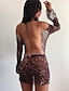 preiswerte Bodycon Kleider-Damen Etuikleid Minikleid Braun Langarm Leopard Rückenfrei Druck Sommer Rundhalsausschnitt Stilvoll Sexy Klub Schlank 2021 S M L