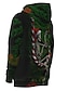 billige T-shirts og tanktops til mænd-herre pullover hættetrøje sweatshirt grafisk 3d kranie frontlomme hættetrøje dagligt 3d print 3d print hættetrøjer sweatshirts lange ærmer grøn