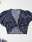 abordables Tops de talla grande-Mujer Blusa A Lunares Anudado Escote Redondo Tops Sensual Top básico Negro Azul Piscina Rojo / Cultivo