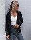 abordables Cardigans-Cardigan Femme Couleur unie Tricoté Polyster Coton basique Standard Pull Cardigans L&#039;autume L&#039;hiver Col en V Noir