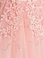baratos Vestidos para Meninas-Infantil Para Meninas Vestido Floral Manga Longa Com Transparência Estilo bonito Poliéster Longo Vestido rosa princesa Bege Branco Rosa