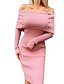 preiswerte Sweatshirtkleider-Damen Pullover Pullover Kleid Midikleid Schwarz Rosa Langarm Volltonfarbe Herbst Winter Schulterfrei Büro Elegant 2021 S M L XL