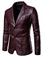 cheap Best Sellers-Men&#039;s Blazer Faux Leather Jacket Wedding Wedding Party Windproof Warm Business WorkWear Jacket Outerwear Wine Red Black Navy Blue